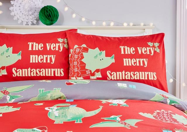 Parure de lit Santasaurus Noël rouge
