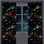 Rideaux à plis crayon motif vie marine multicolores