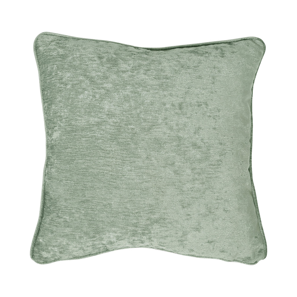 Coussin en chenille texturée verte 43 x 43 cm