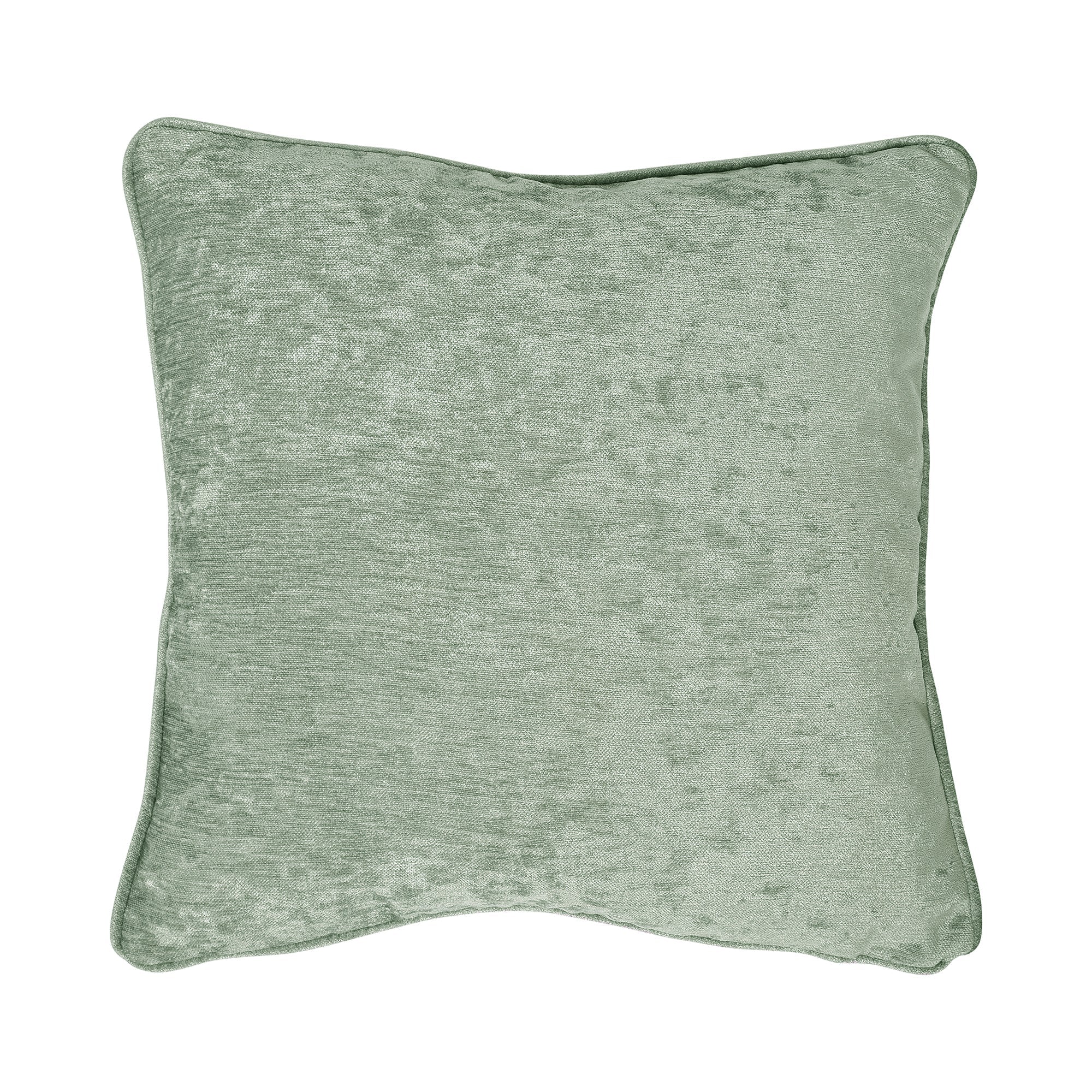 Coussin en chenille texturée verte 43 x 43 cm