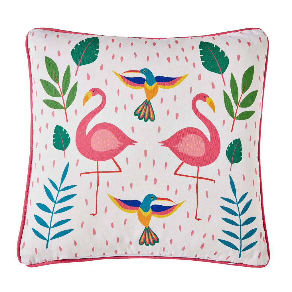 Coussin d'extérieur Tropical Flamingo rose 43 x 43 cm