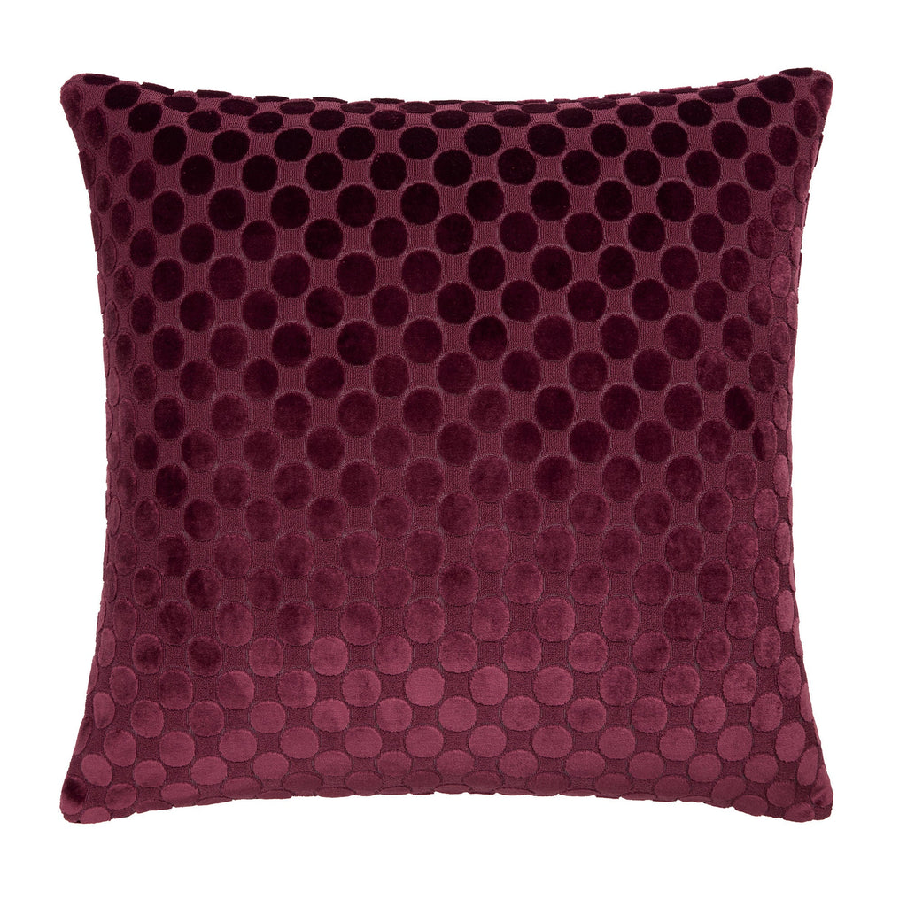 Coussin à pois en velours bordeaux 43 x 43 cm