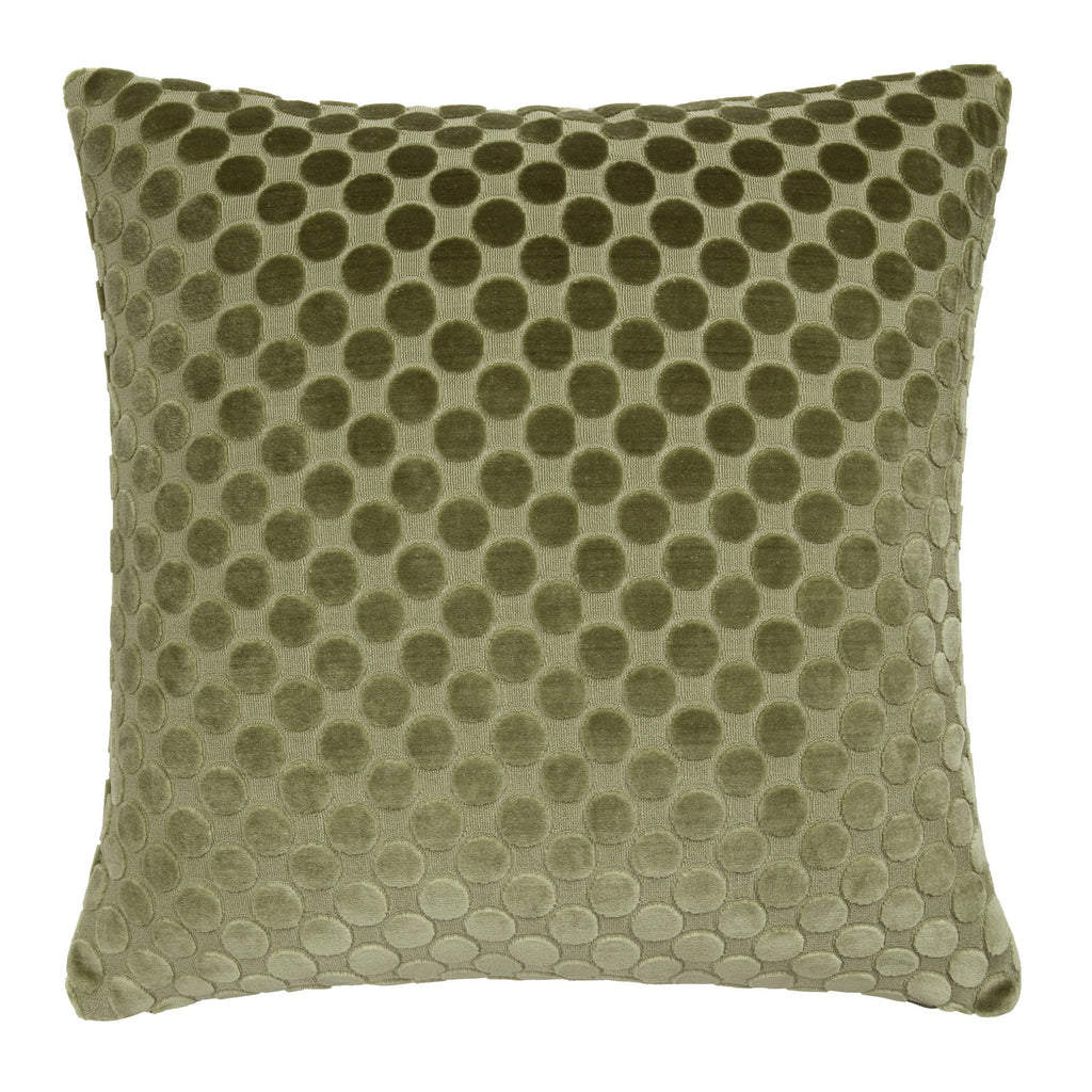 Coussin à pois en velours vert 43 x 43 cm