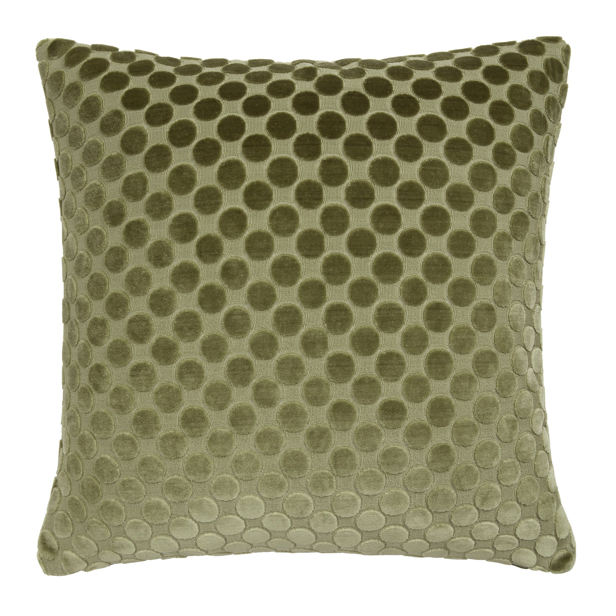 Coussin à pois en velours vert 43 x 43 cm