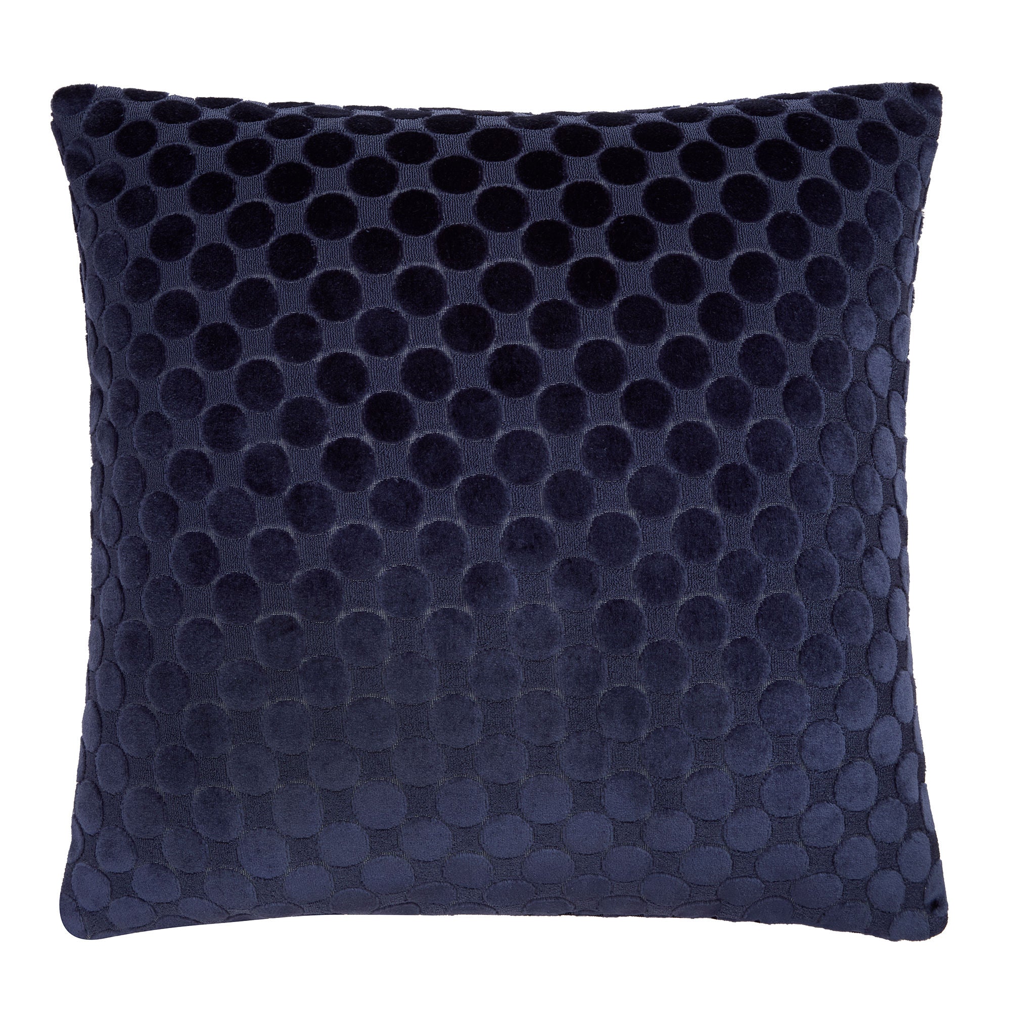 Coussin à pois en velours bleu marine 43 x 43 cm