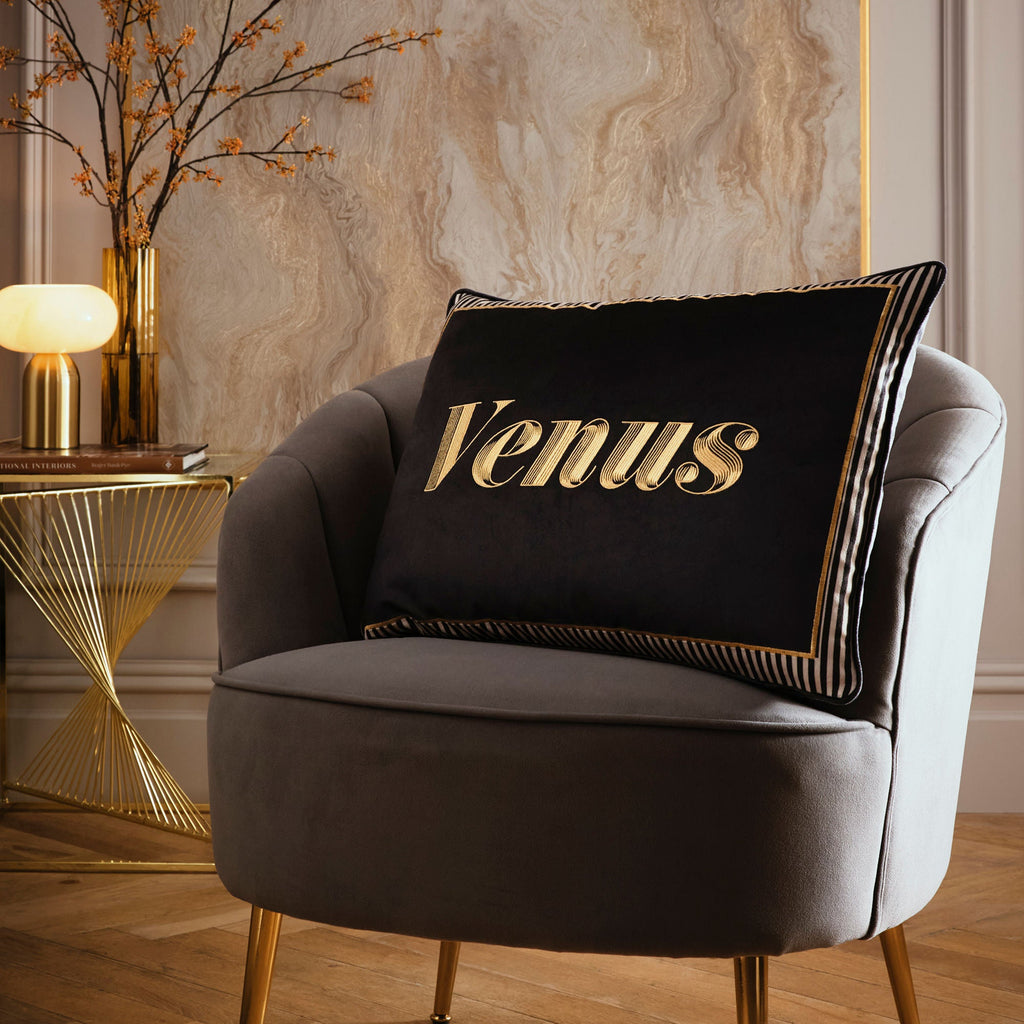 Coussin Venus Signature noir 40 x 60 cm