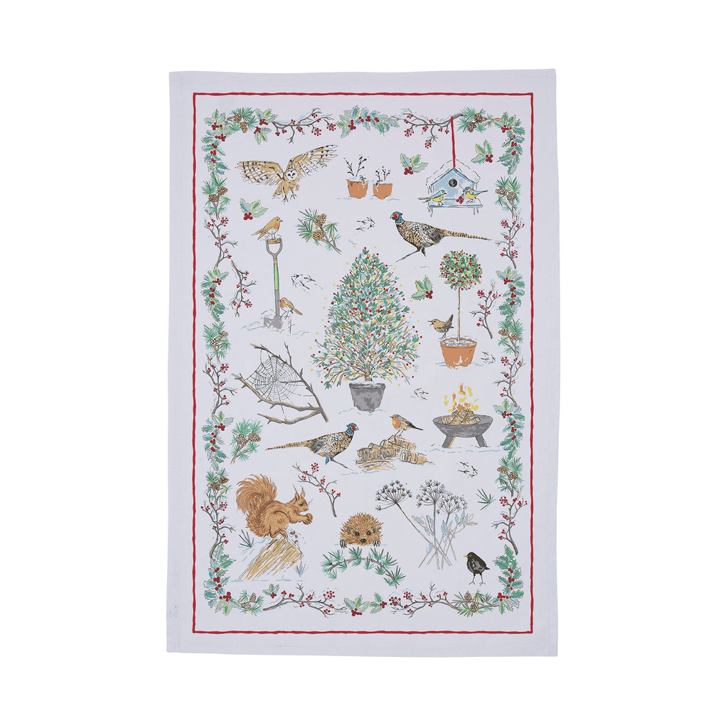 Torchon en coton multicolore Winter Garden Christmas