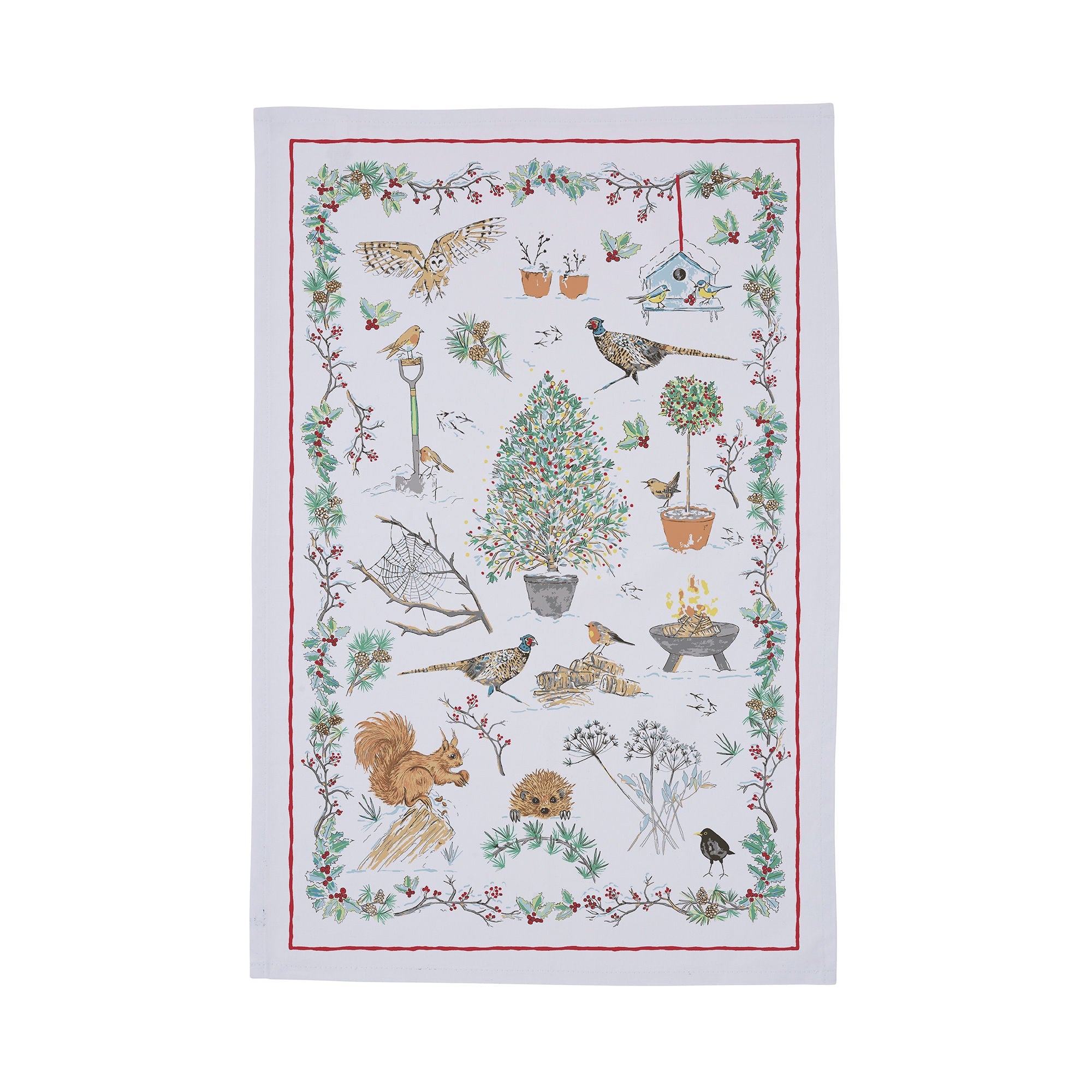 Torchon en coton multicolore Winter Garden Christmas