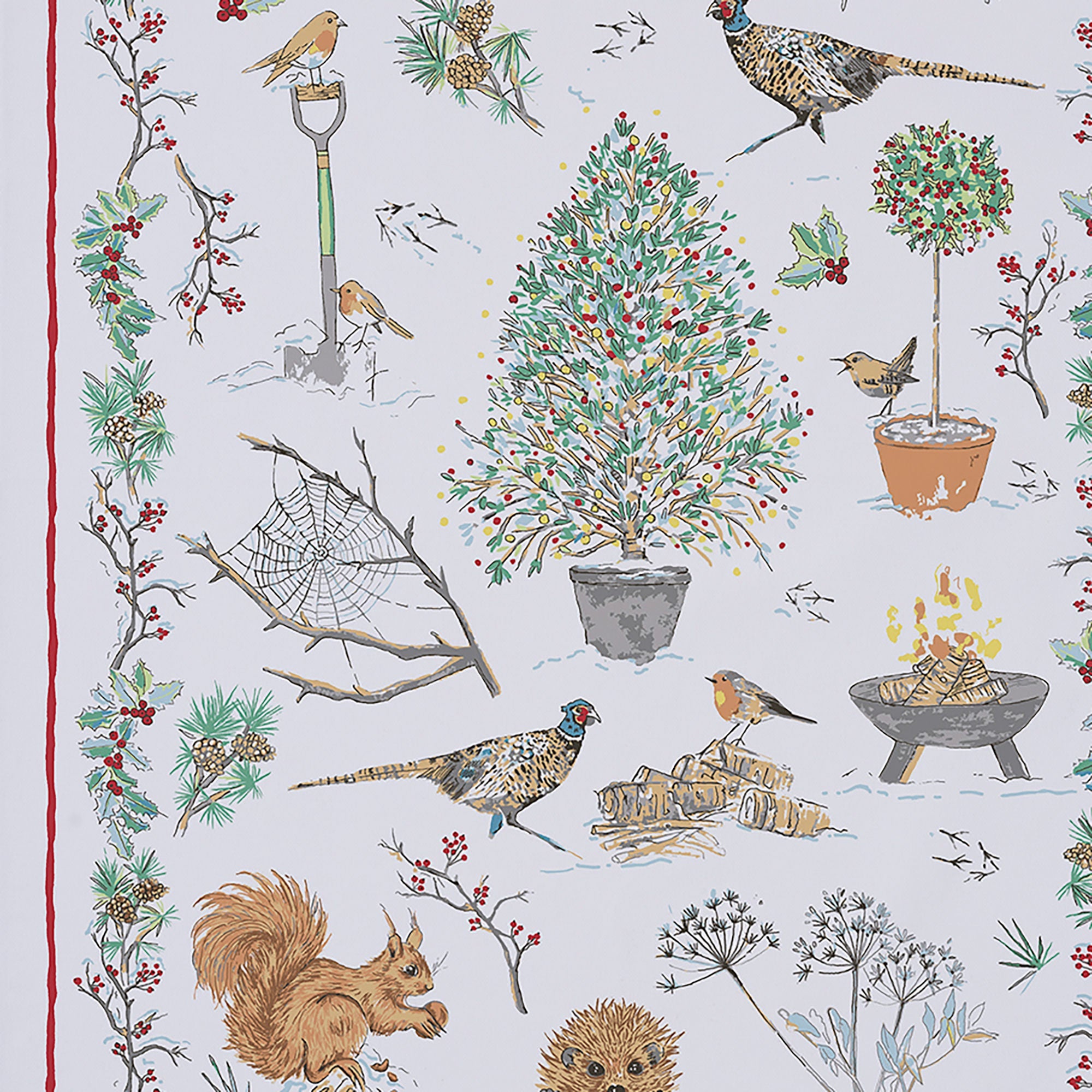 Torchon en coton multicolore Winter Garden Christmas