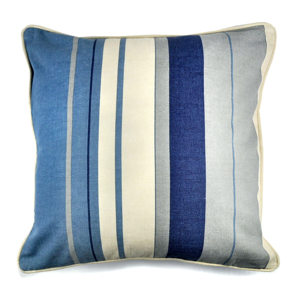 Coussin rayé Whitworth bleu 43 x 43 cm
