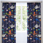 Rideaux à plis crayon motif vie marine multicolores